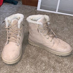tan ugg like boots- soft on the inside